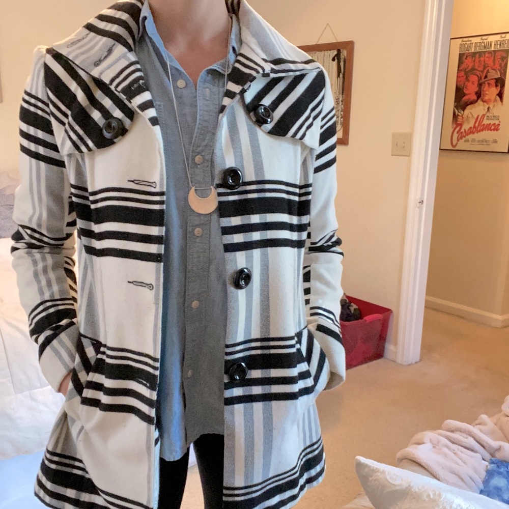 Black & white pea coat